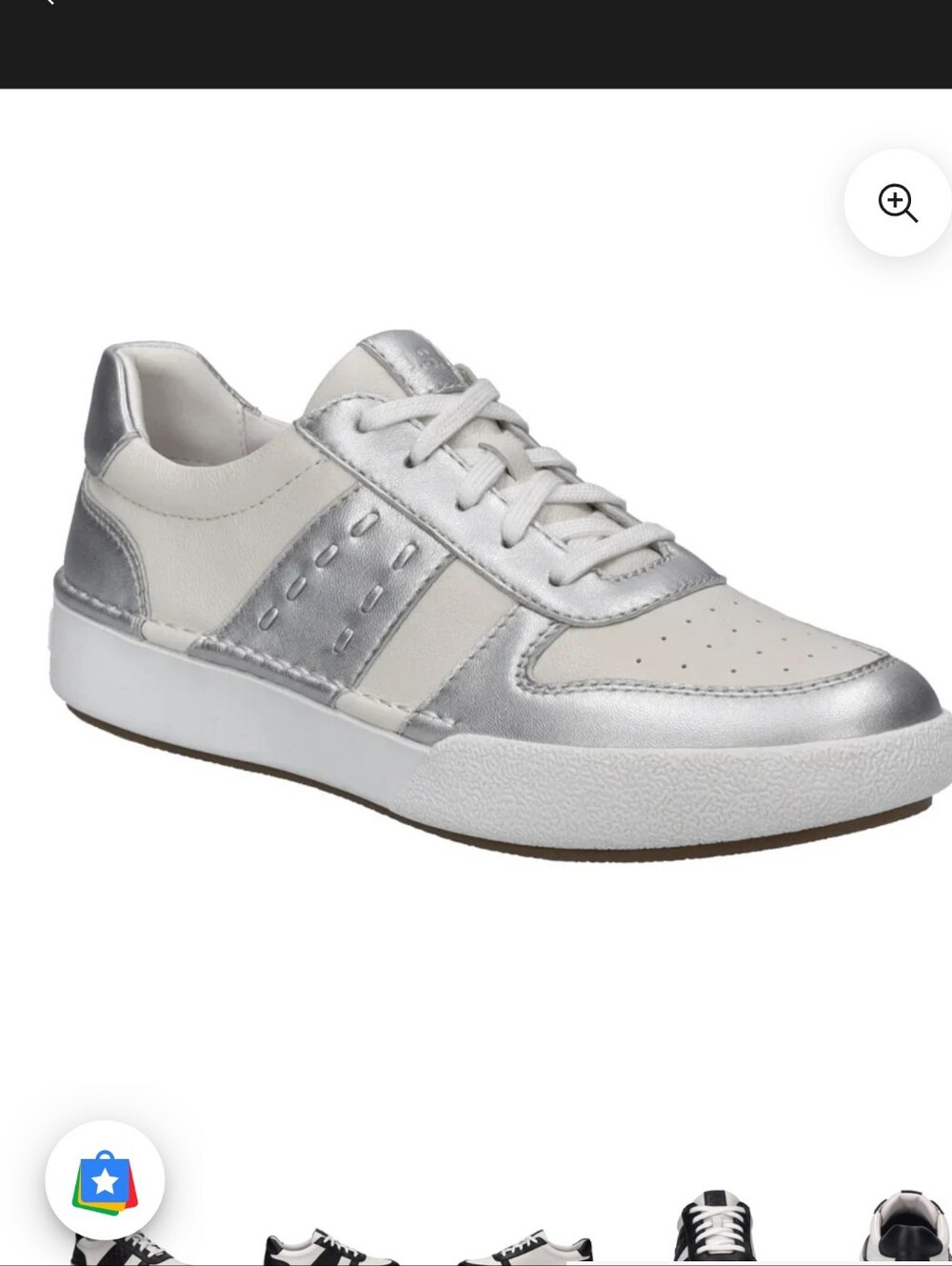 Joseph Seibel Women's White and Silver Casual Leather Sneakers NWT Size 40